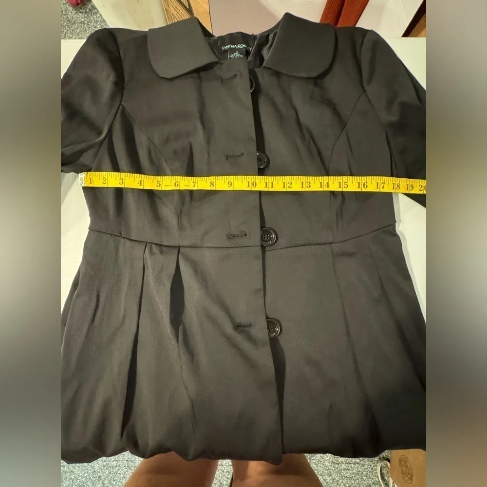 Cynthia Rowley Black Button Down Rain Coat, Size Small